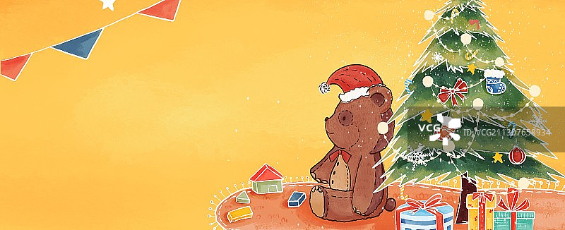 圣诞节卡通手绘banner图片素材