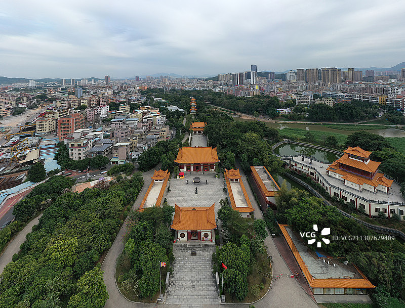 广东深圳市龙岗区龙园龙兴寺航拍全景图片素材