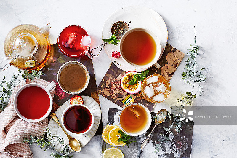 水果和草药茶品种图片素材