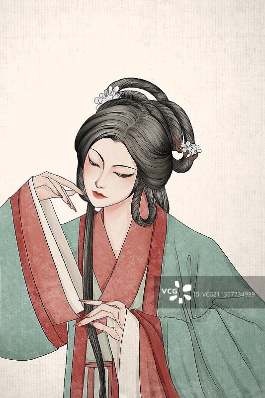 中国风水墨淡雅美人图图片素材