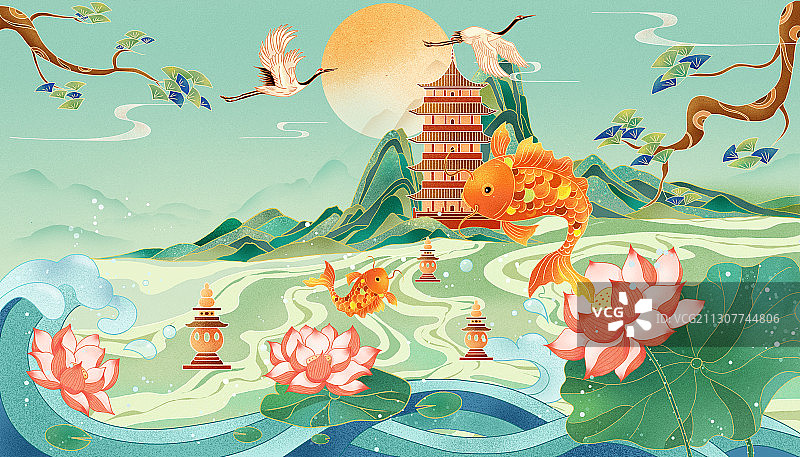 牛年插画牛转乾坤图片素材