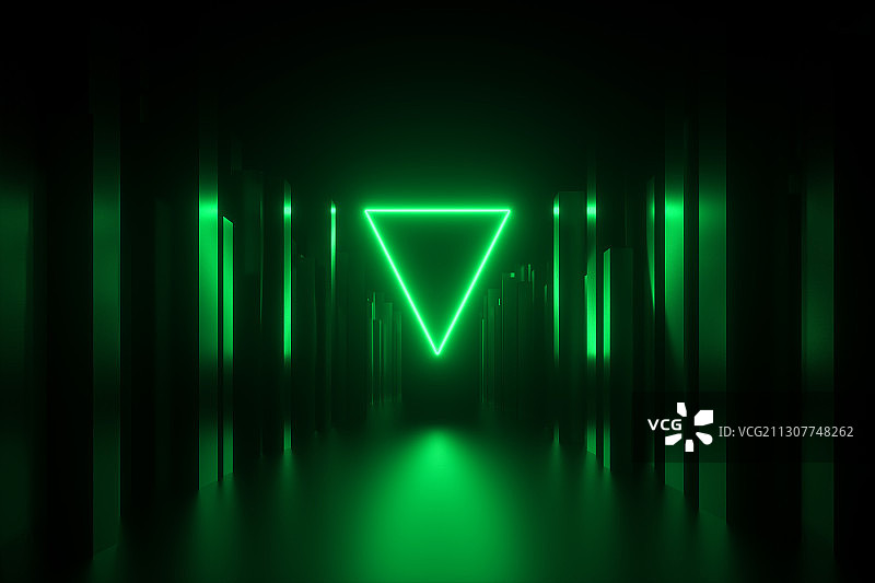 霓虹灯和简单空间背景，三维图形图片素材