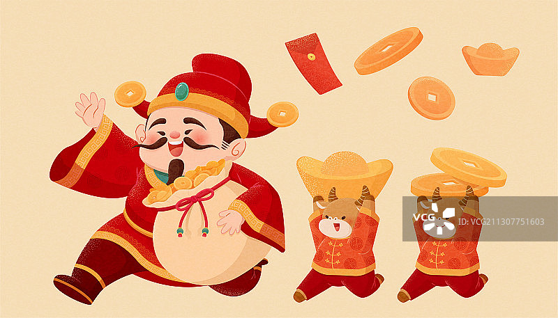 牛年春节财神爷素材图片素材