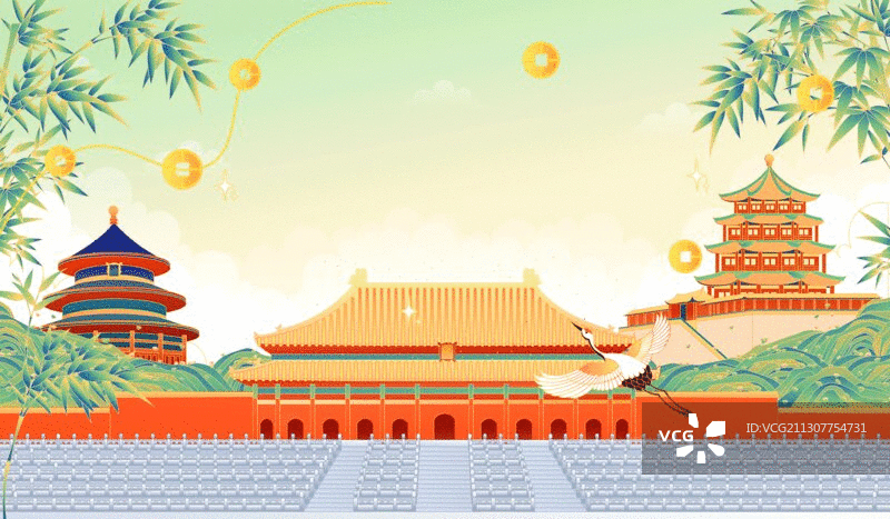 北京著名旅游景点矢量插画图片素材