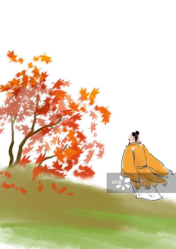 水墨中国画成语故事不辞而别图片素材