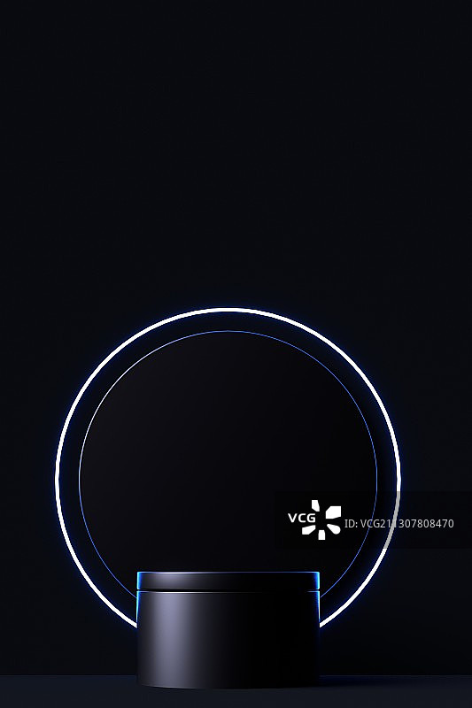 3D渲染科技感圆柱体电商展台图片素材