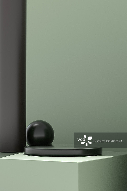 3D渲染简约几何圆柱体电商展台图片素材