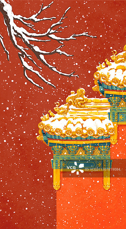 大雪节气插画图片素材