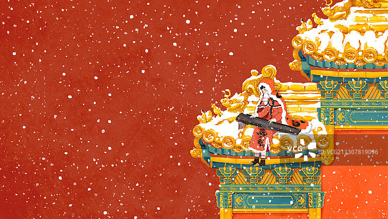 大雪节气插画图片素材