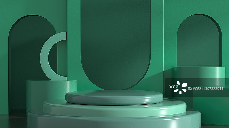 3D渲染柔色几何体电商展台图片素材