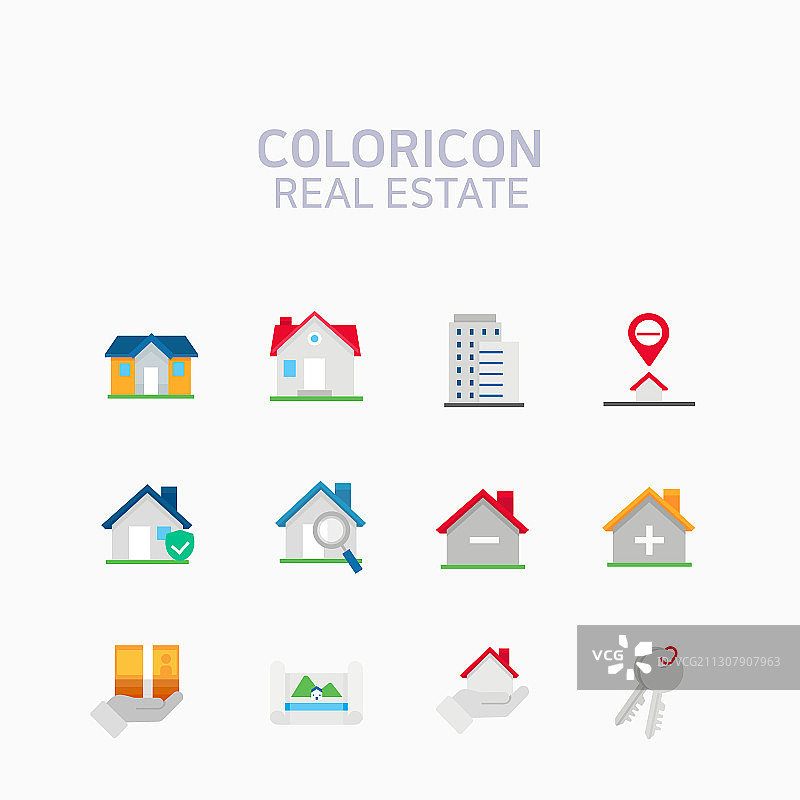 金融和房地产插图线性图标合集001图片素材