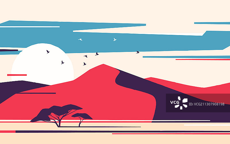 沙漠沙丘上的明亮日出图片素材