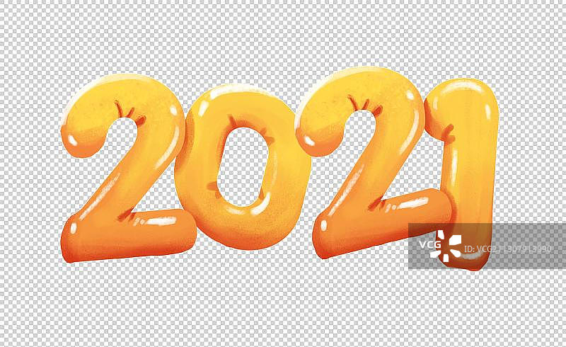 卡通字体气球2021新年快乐图片素材