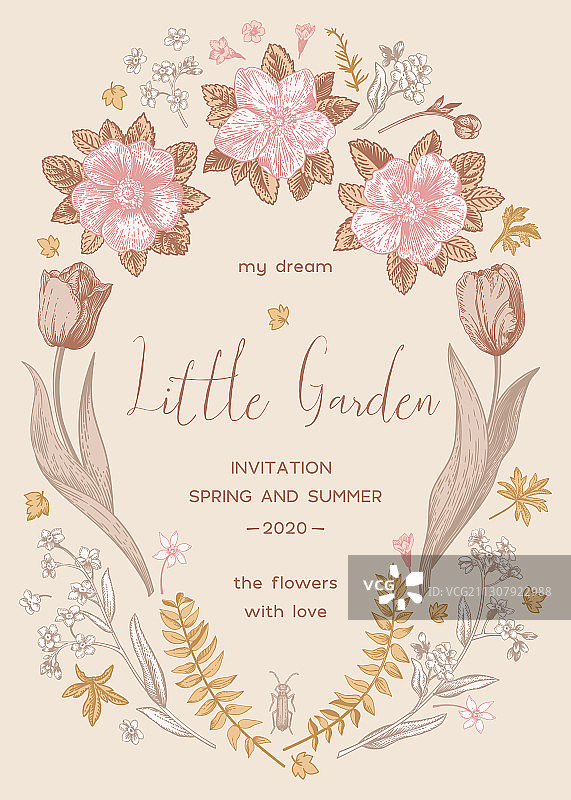 椭圆形花卉边框图片素材