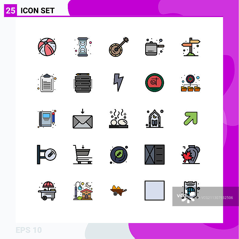 为卷筒纸设置25种通用填充线平面颜色图片素材