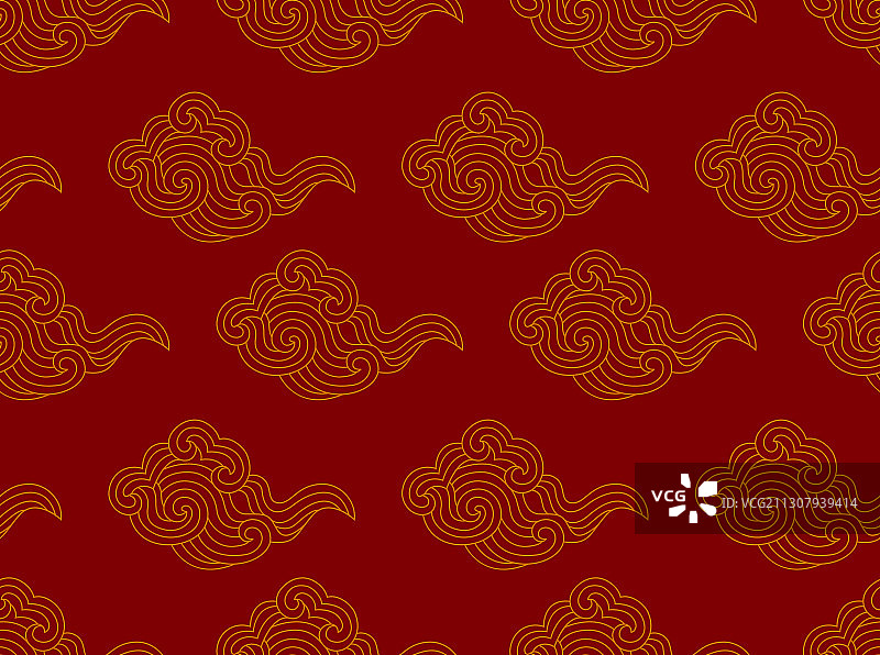 无缝的红色底纹线条祥云图案图片素材