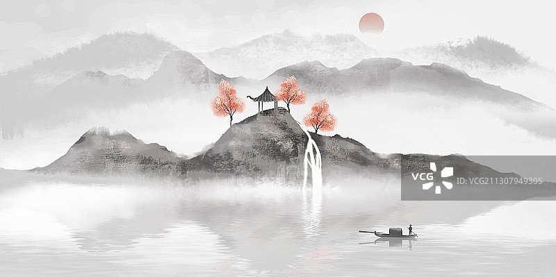 中国风水墨山水画图片素材