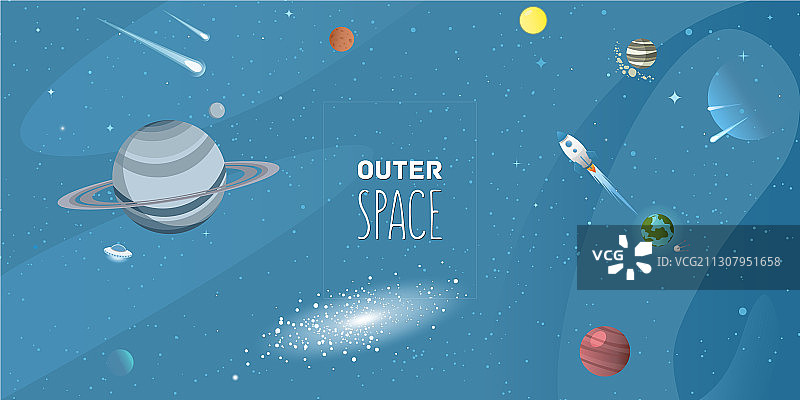 卡通扁平宇宙探索背景图片素材