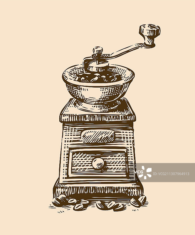 咖啡研磨器复古草图图片素材