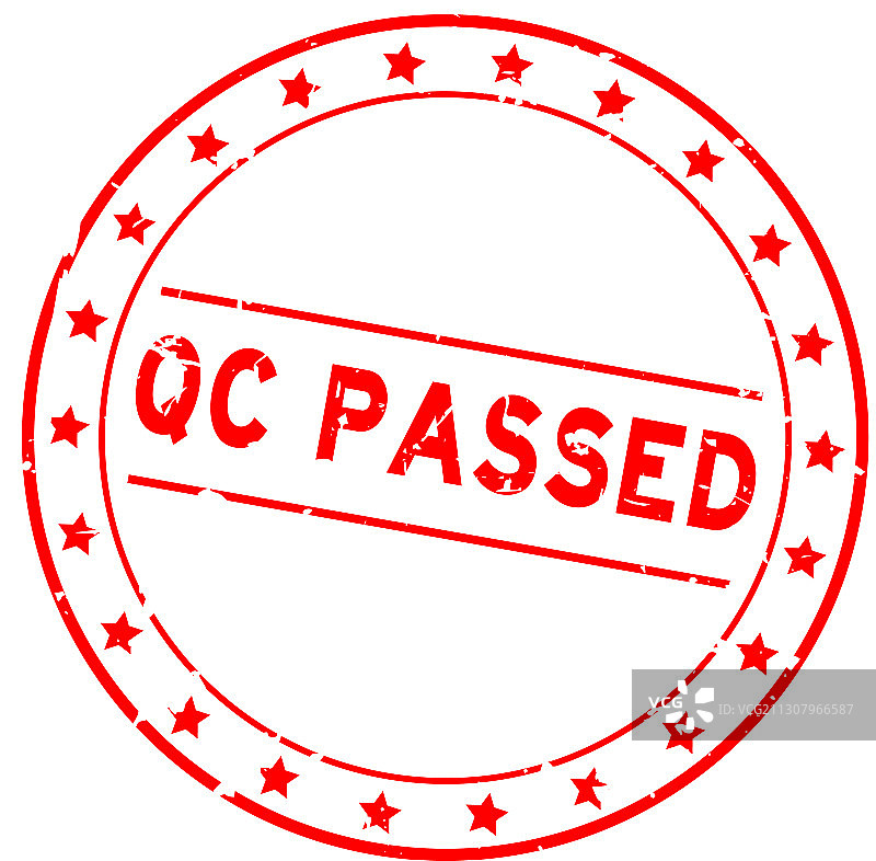 红色QC质量控制通过词语印章图片素材