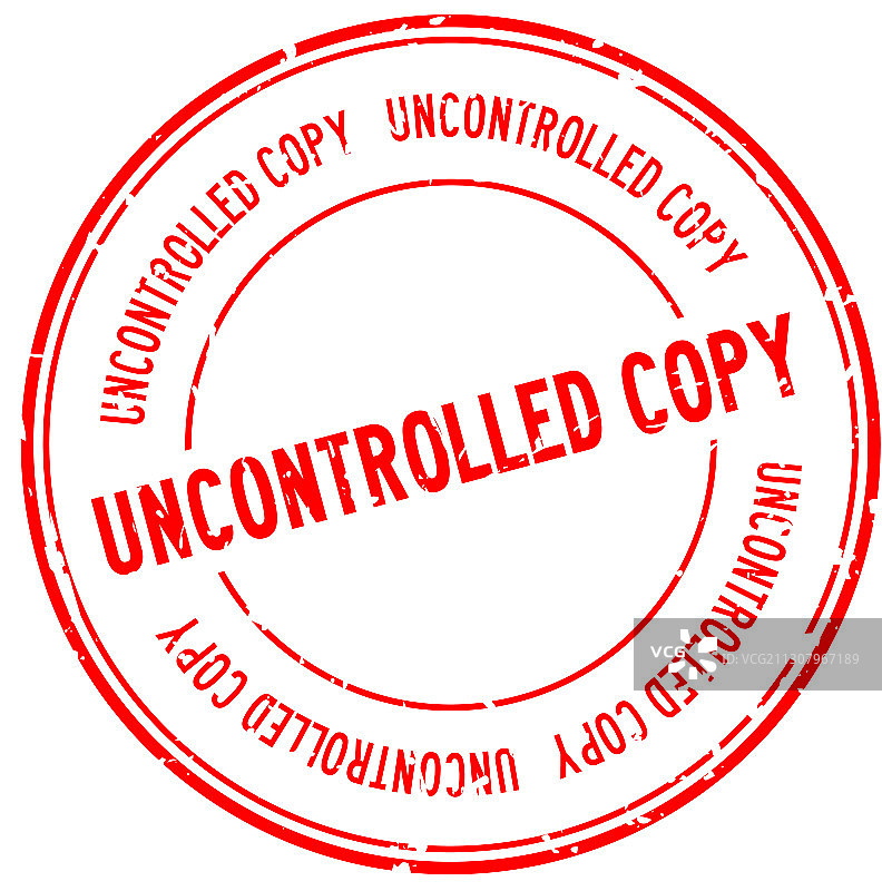 红色失控复制单词圆形橡胶污渍印章图片素材