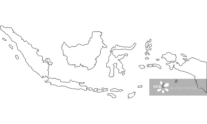 印度尼西亚线条地图图片素材