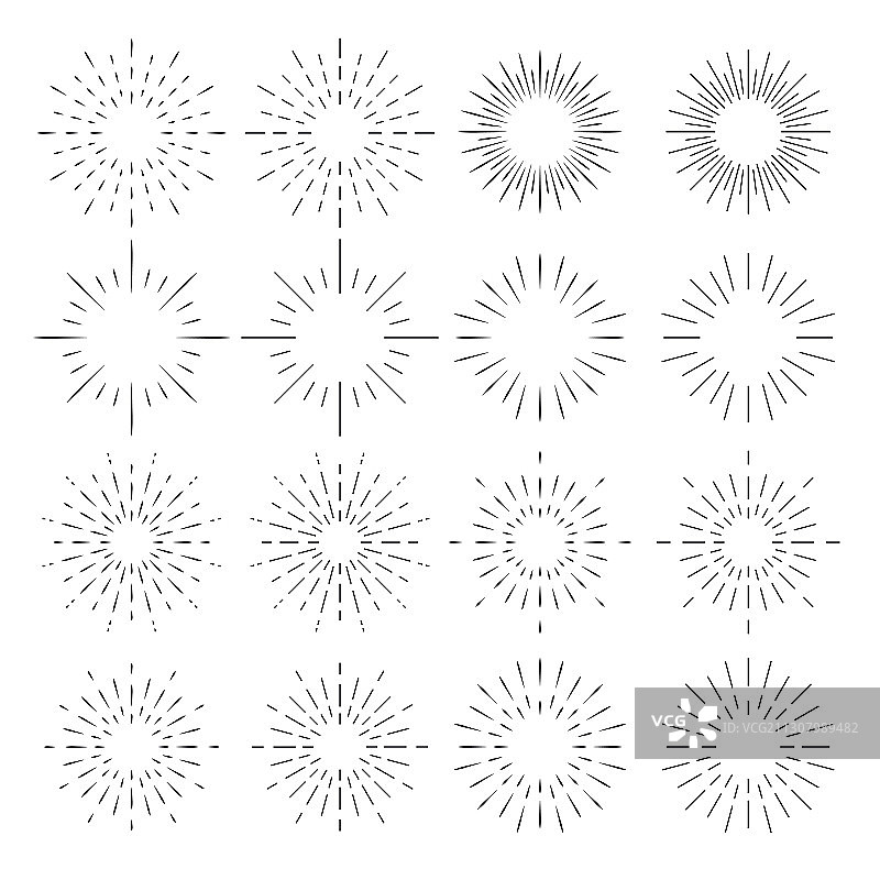 复古阳光元素光线旭日合集图片素材