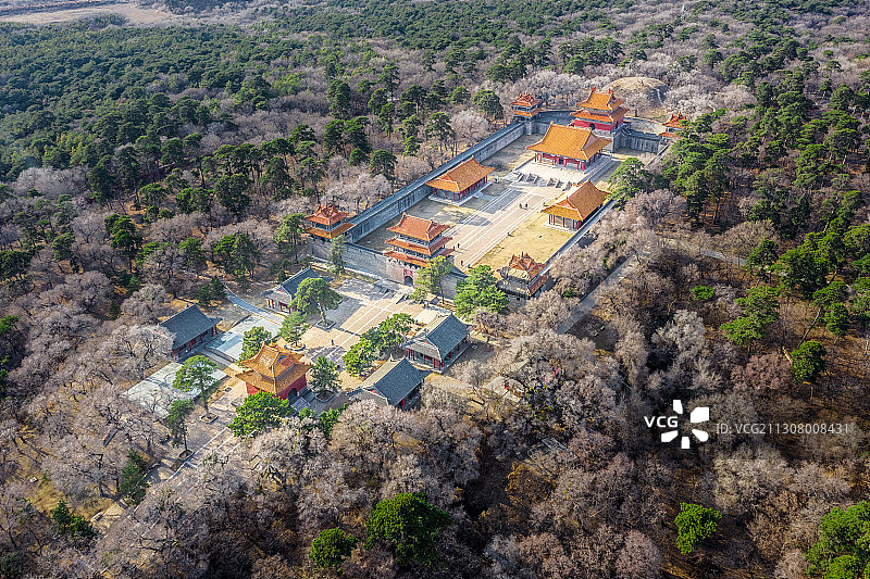 沈阳清福陵，沈阳东陵公园春景，桃花盛开图片素材