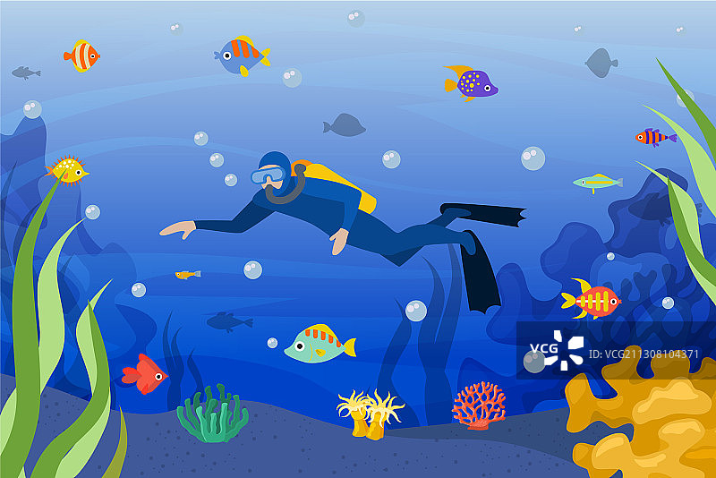 水下水肺潜水员图片素材