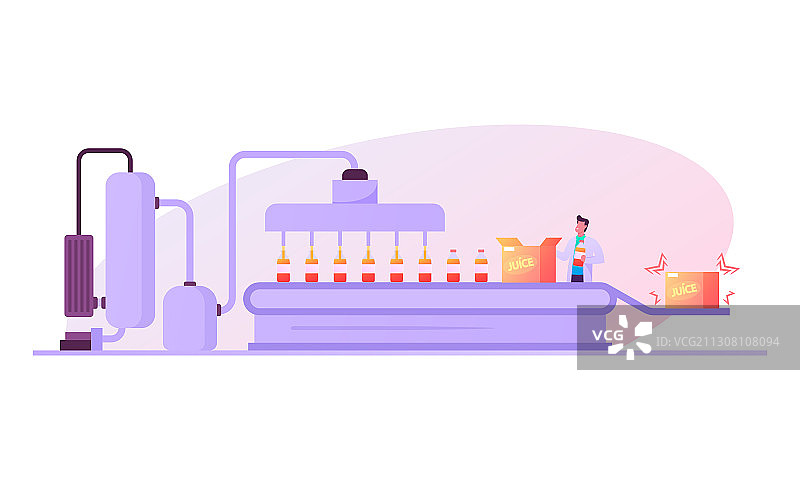 站在传送带上的工厂工人角色图片素材