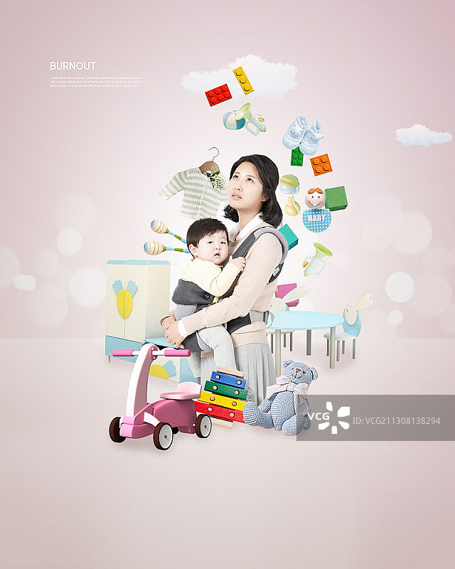 倦怠主题：因育儿疲惫的女人图片图片素材