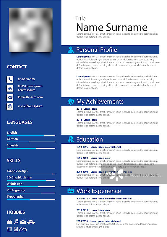 带条纹的个人简历图片素材