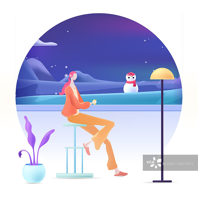 二十四节气小雪手绘矢量插画素材图片素材