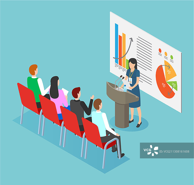 员工会议与图表演示图片素材