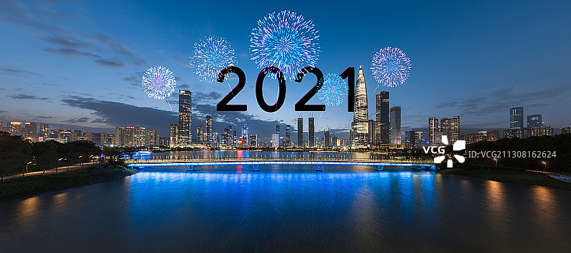 深圳城市夜景和烟花图片素材