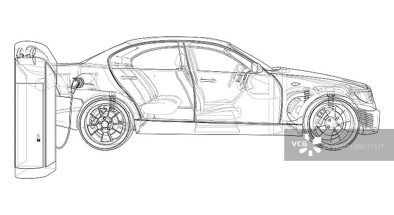 电动汽车充电站草图图片素材