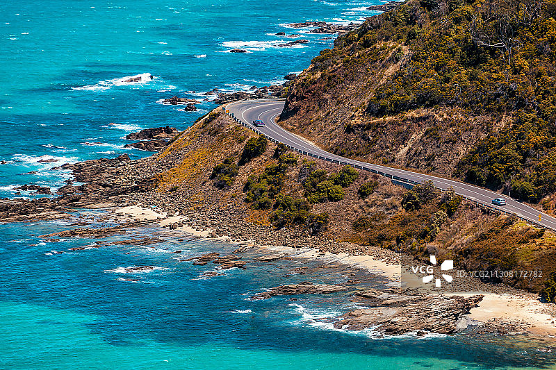 俯瞰沿海公路图片素材