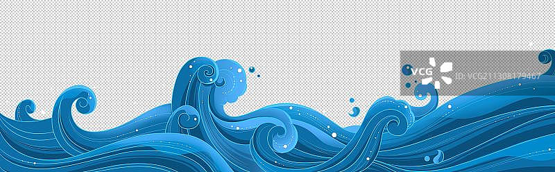 国潮插画海浪图片素材