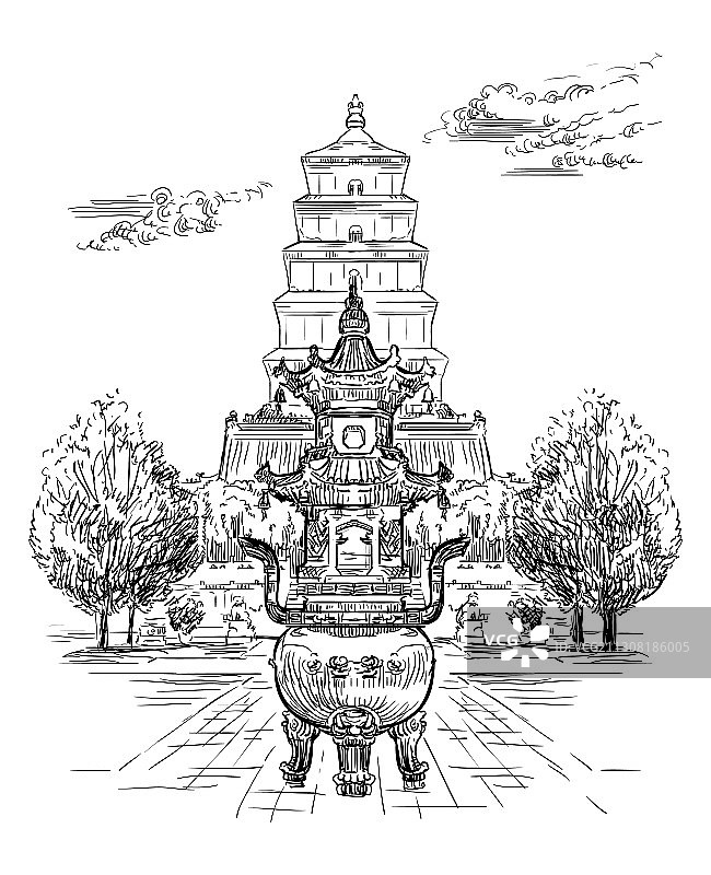 中国手绘地标5图片素材