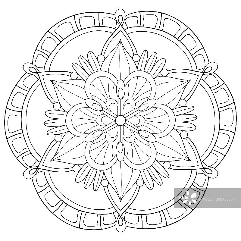 成人涂色书册上一幅禅宗曼荼罗的图像图片素材