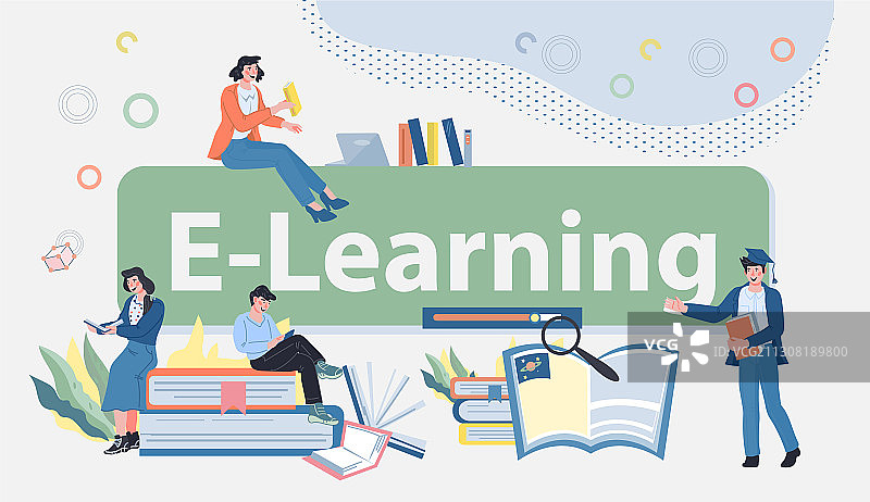 在线学习和远程教育banner图片素材