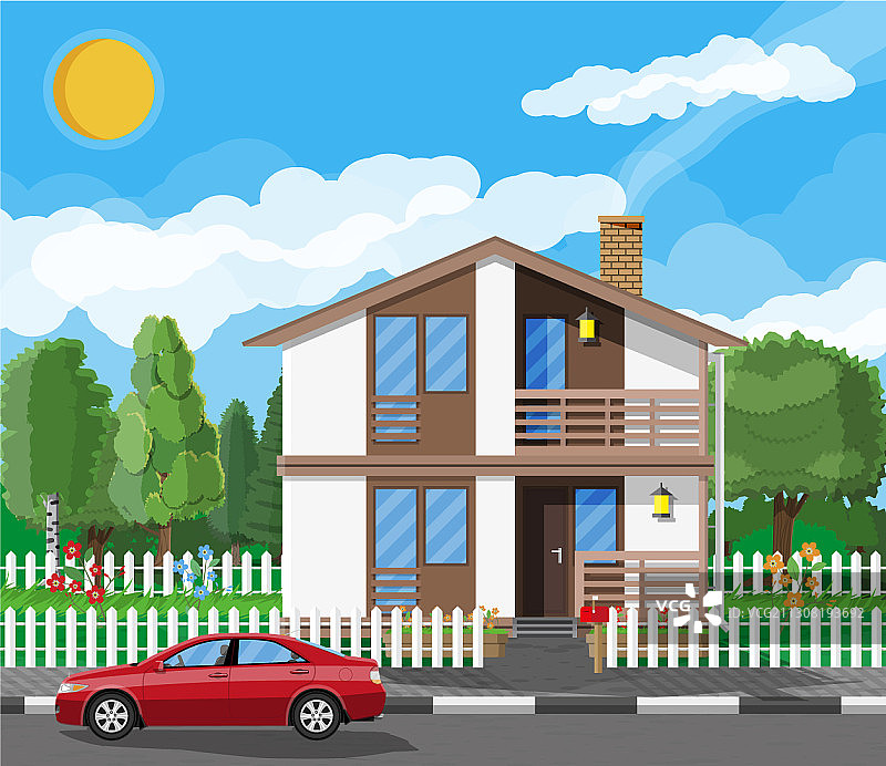 郊区家庭木屋住宅图片素材