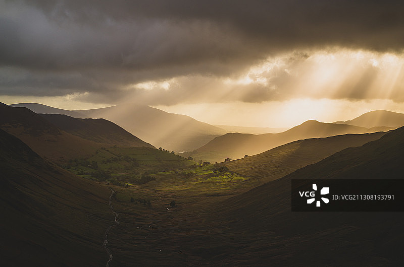 英国科克茅斯日落山景图片素材