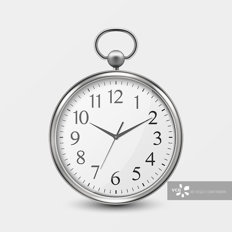3D逼真金属银色复古怀表图片素材