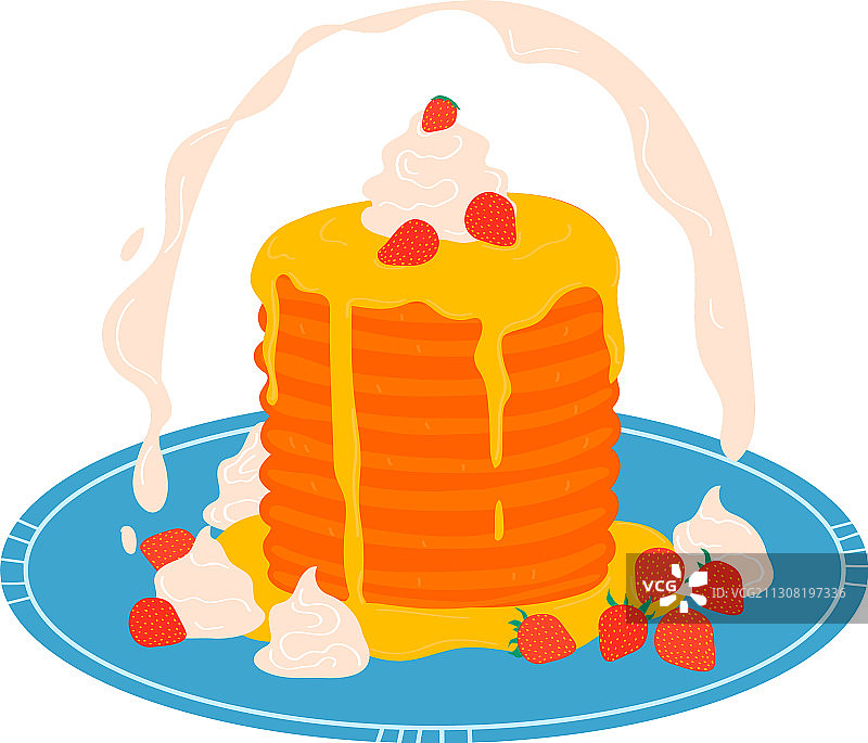 盘子里的薄煎饼早餐概念图标图片素材