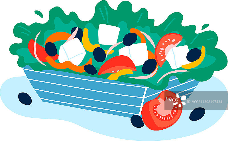 含奶油干酪的新鲜草健康沙拉碗图片素材