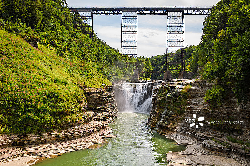 美国莱奇沃思州立公园森林瀑布风光图片素材