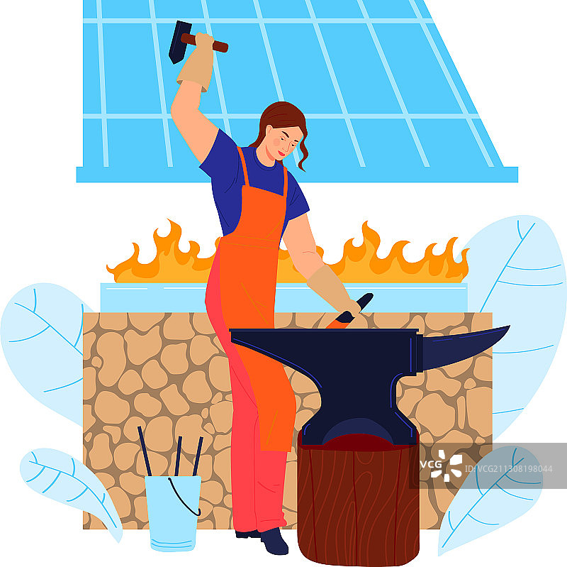 女铁匠金属加工图片素材