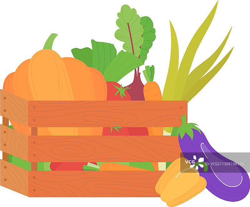 手工蔬菜箱概念农场种植图片素材