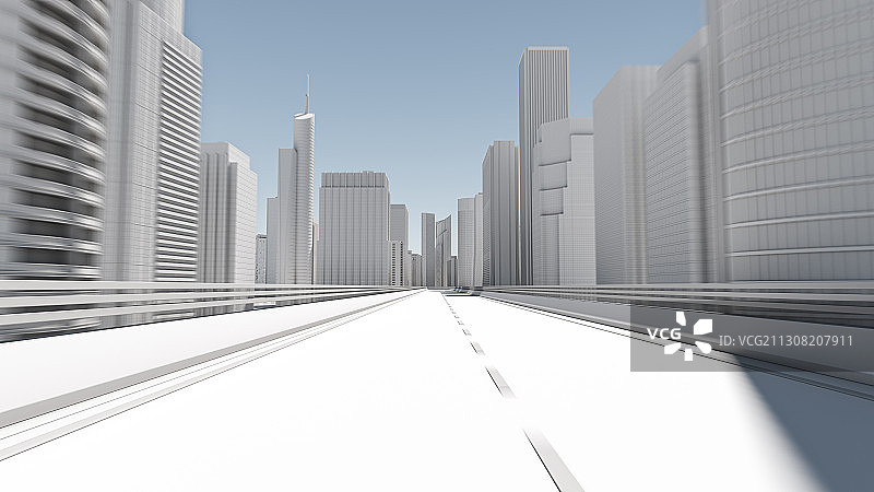 三维渲染的白模城市汽车广告背景图图片素材